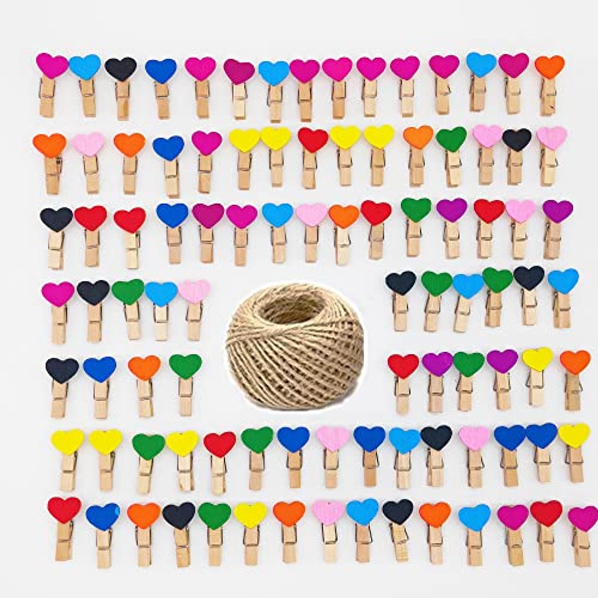 Mini Houten Haringen en Jute Touw voor Creatieve Projecten