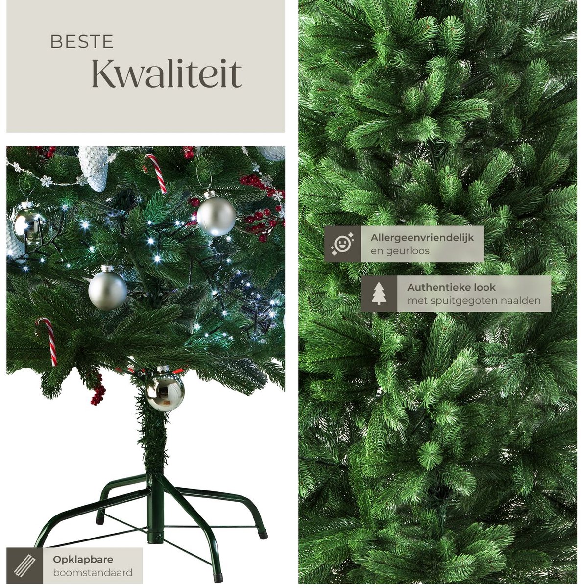 tectake® Kunstkerstboom - Levensecht met flexibele takken - Volumineus - Stabiel en eenvoudig te monteren - Kunstkerstboom als kerstversiering - 180cm - 742 takken - Groen – foto 7