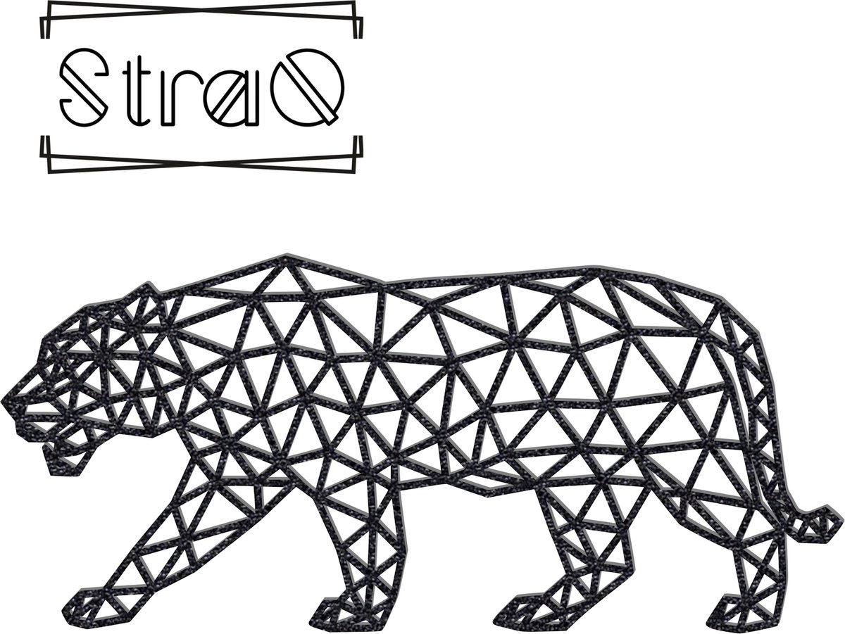 StraQ Zwarte Geometrische Leeuwin 24 cm - Dier - Muurdecoratie - Wanddecoratie - Wandversiering - Links