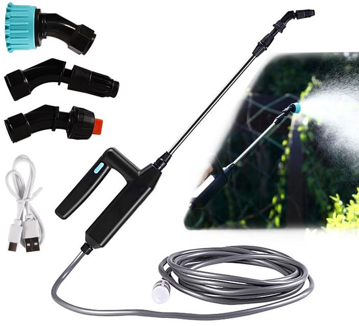 Elektrische Drukspuit met Telescoopstang en USB-Oplaadbaar