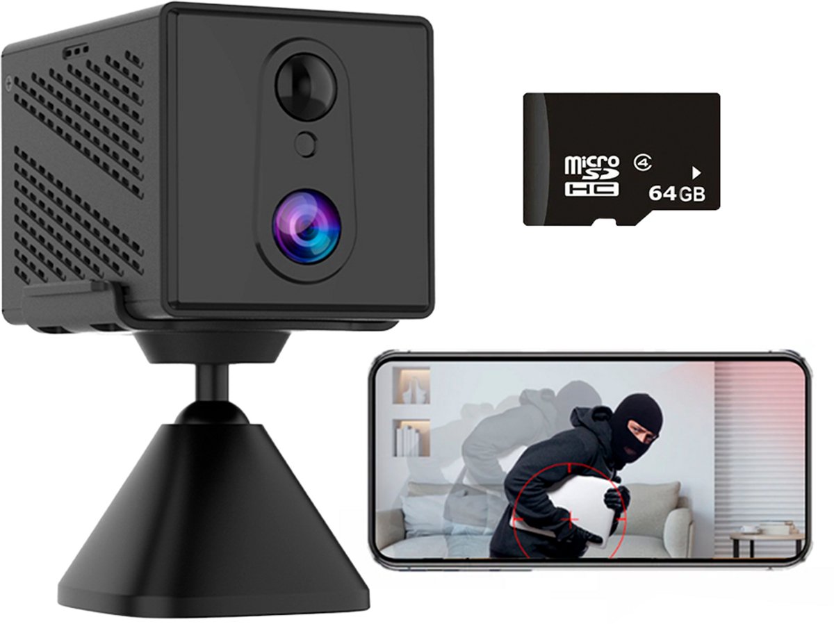 Senzo Spy Camera - Met WiFi - App - Verborgen Camera - Spycam - Beveiligingscamera - Mini Camera - Incl 64GB SD-Kaart