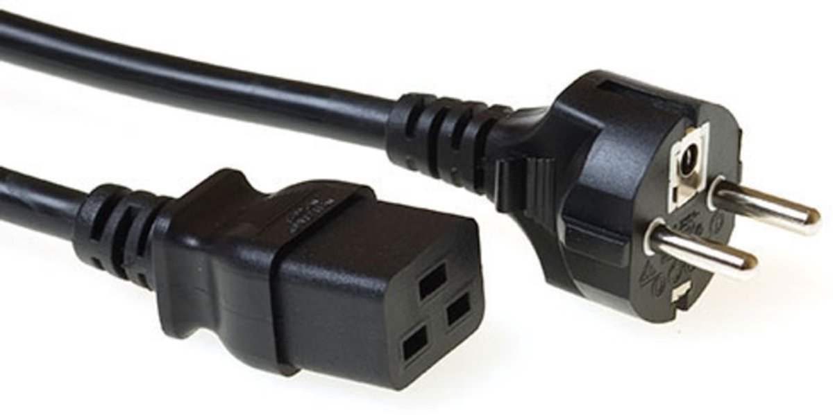ACT Netsnoer CEE 7/7 male (recht) - C19 zwart 1,5 m AK5411