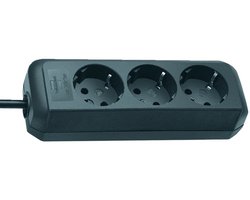 Eco-Line Stekkerdoos 3 voudig zwart 1,5m H05VV-F 3G1,5