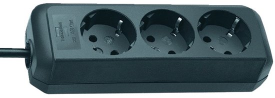 Eco-Line Stekkerdoos 3 voudig zwart 1,5m H05VV-F 3G1,5