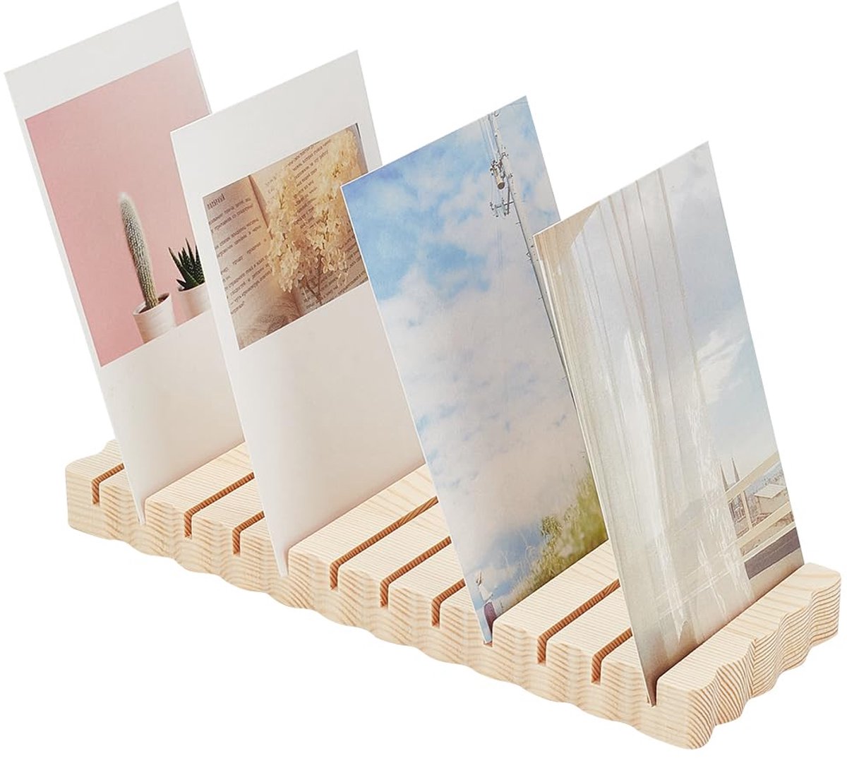 Houten Kaart Display Stand Rechthoek Hout Ansichtkaarten Display Houder Citroen Chiffon Kaarten Droogrek Display Draagbare Houten Slotted Kaarthouder Stand voor Wenskaart Ansichtkaarten