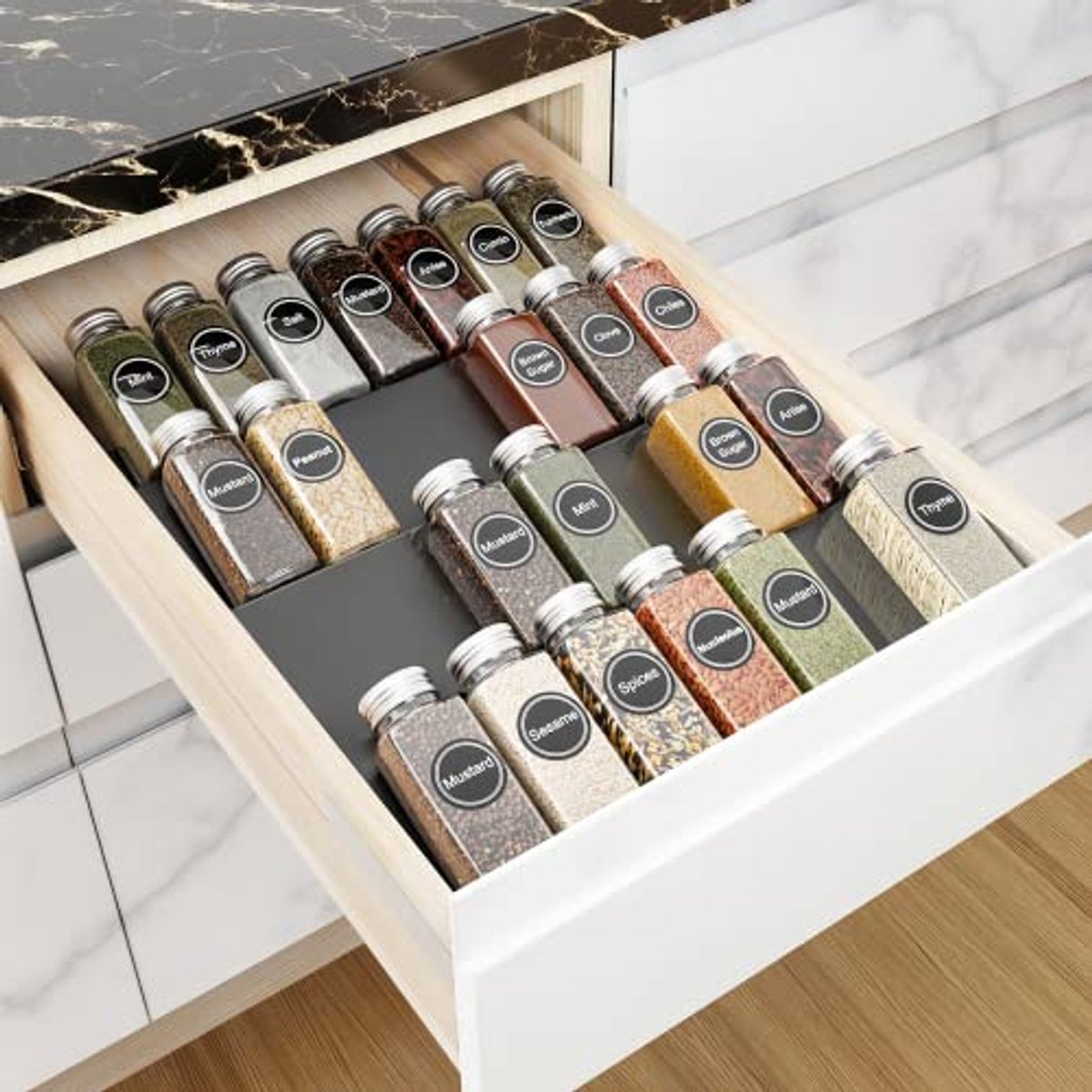 Kruidenhouder Organizer voor Keuken - 4 Niveaus, Vrij Te Combineren, Acryl