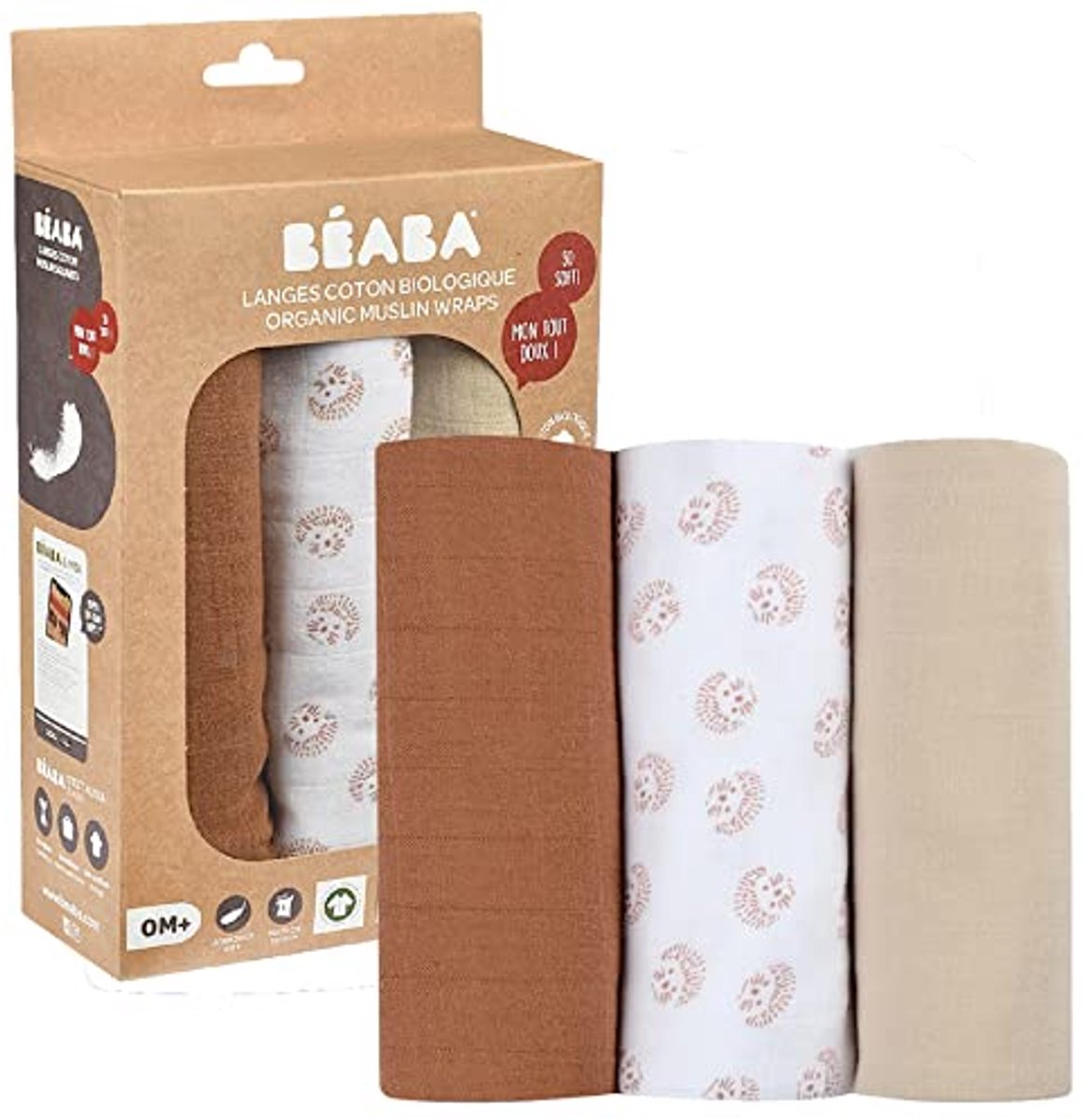 Set van 3 multifunctionele babydoeken van biologisch katoen – 70 x 70 cm, ultrazacht, ademend en milieuvriendelijk