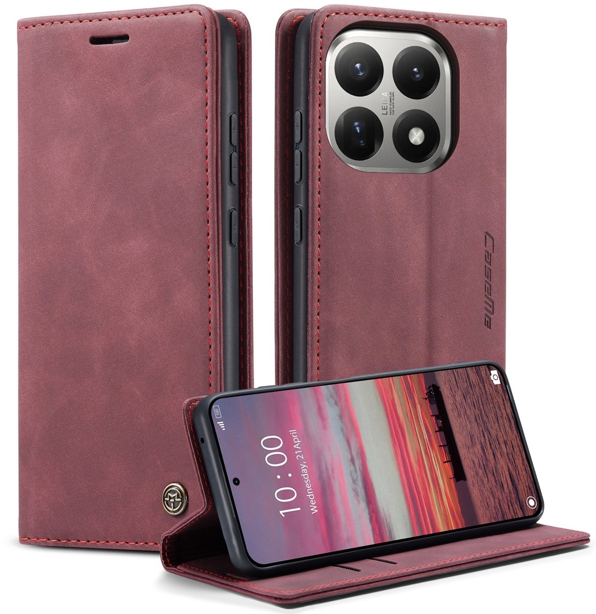 CaseMe Hoesje - Geschikt voor Xiaomi 15T Hoesje - CaseMe 013 Book Case - Bordeaux
