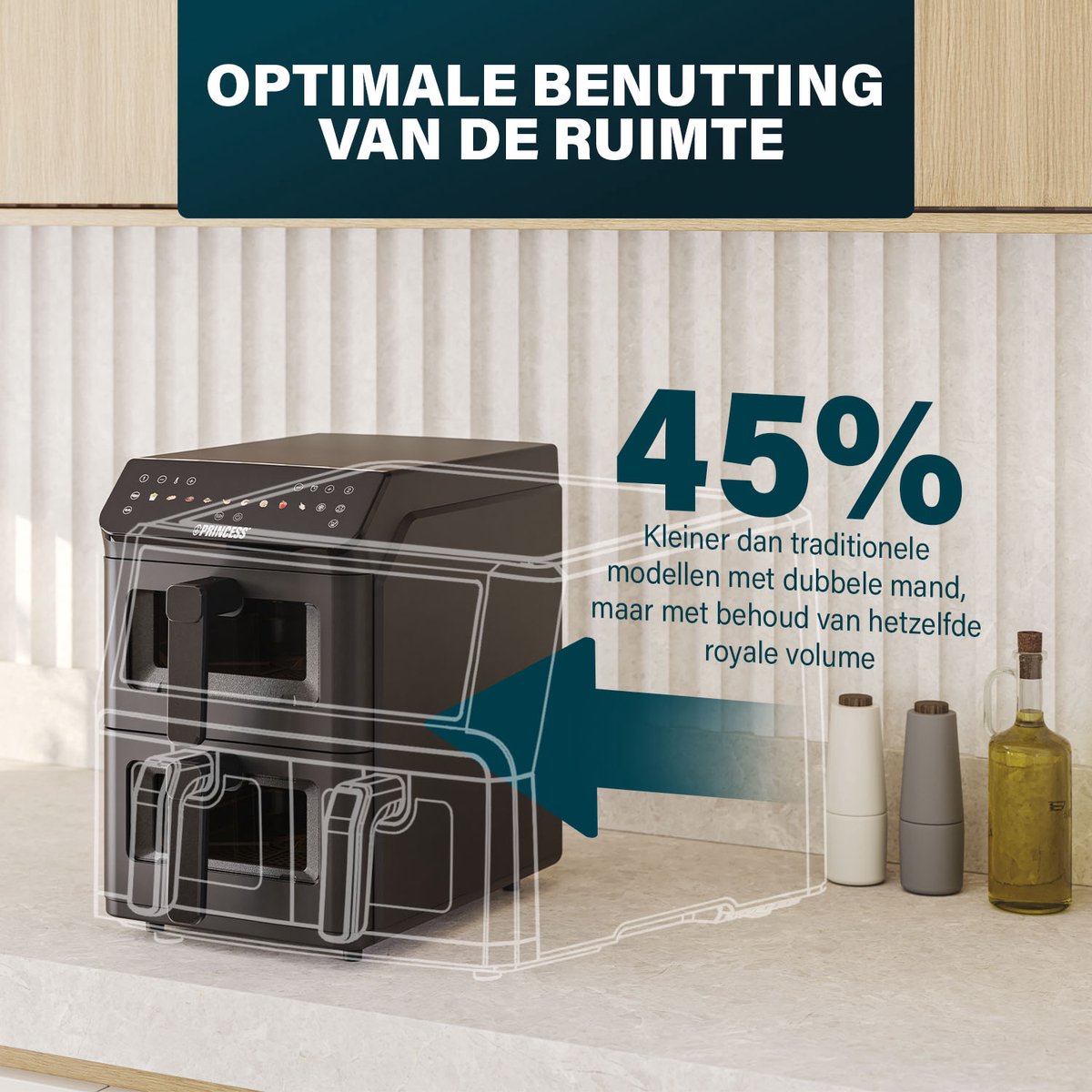 Afbeelding 2 van Heteluchtfriteuse - 182490 - 3000W - Stack Airfryer 11,2L - 11 Bakprogramma's - PFAS-Vrij - Dubbele gestapelde lades - Dubbele Airfryer