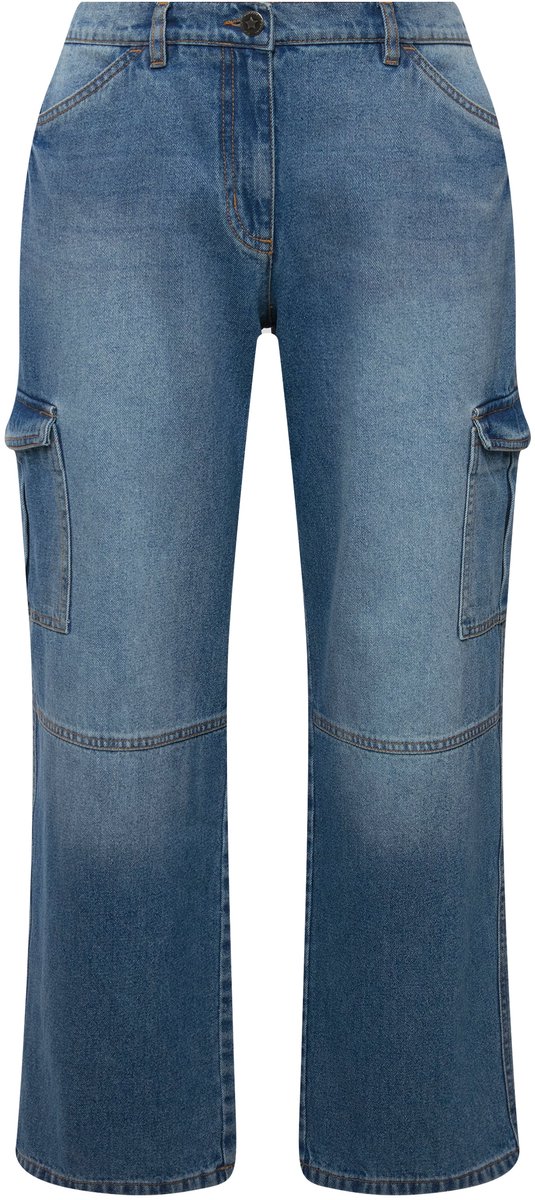 Angel of Style - Dames - Cargo-jeans straight fit gebleekt cargozakken - Gebleekt denim - Maat 44