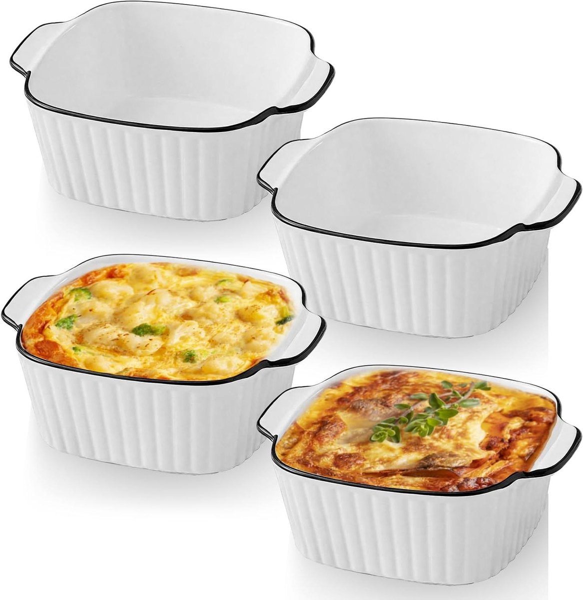 Orivio - Set van 4 miniformaat keramische ovenschalen voor oven, heteluchtfriteuse en magnetron 14,5 x 11,5 x 5,5 cm