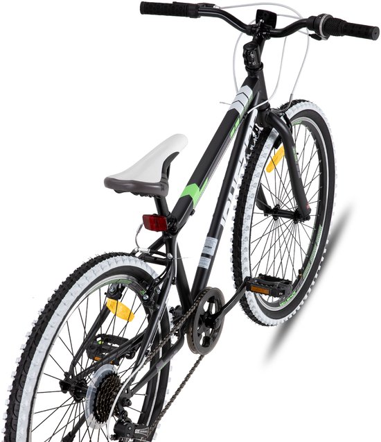 JOYSTAR Lubbock.S 24" Kinder Hardtail Mountainbike - 7 versnellingen - V-brake - Witte noppenbanden - Zwart van JOYSTAR — afbeelding 3