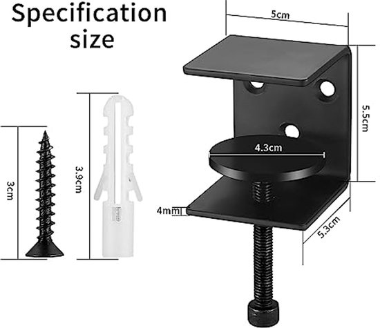 Industriële Plank Klem Zwevende Plankhouders Set | 50 Cm, Draagvermogen 30 Kg | Industriële Metalen Steunen | Voor Boekenplanken Wandmontage Plankhouder