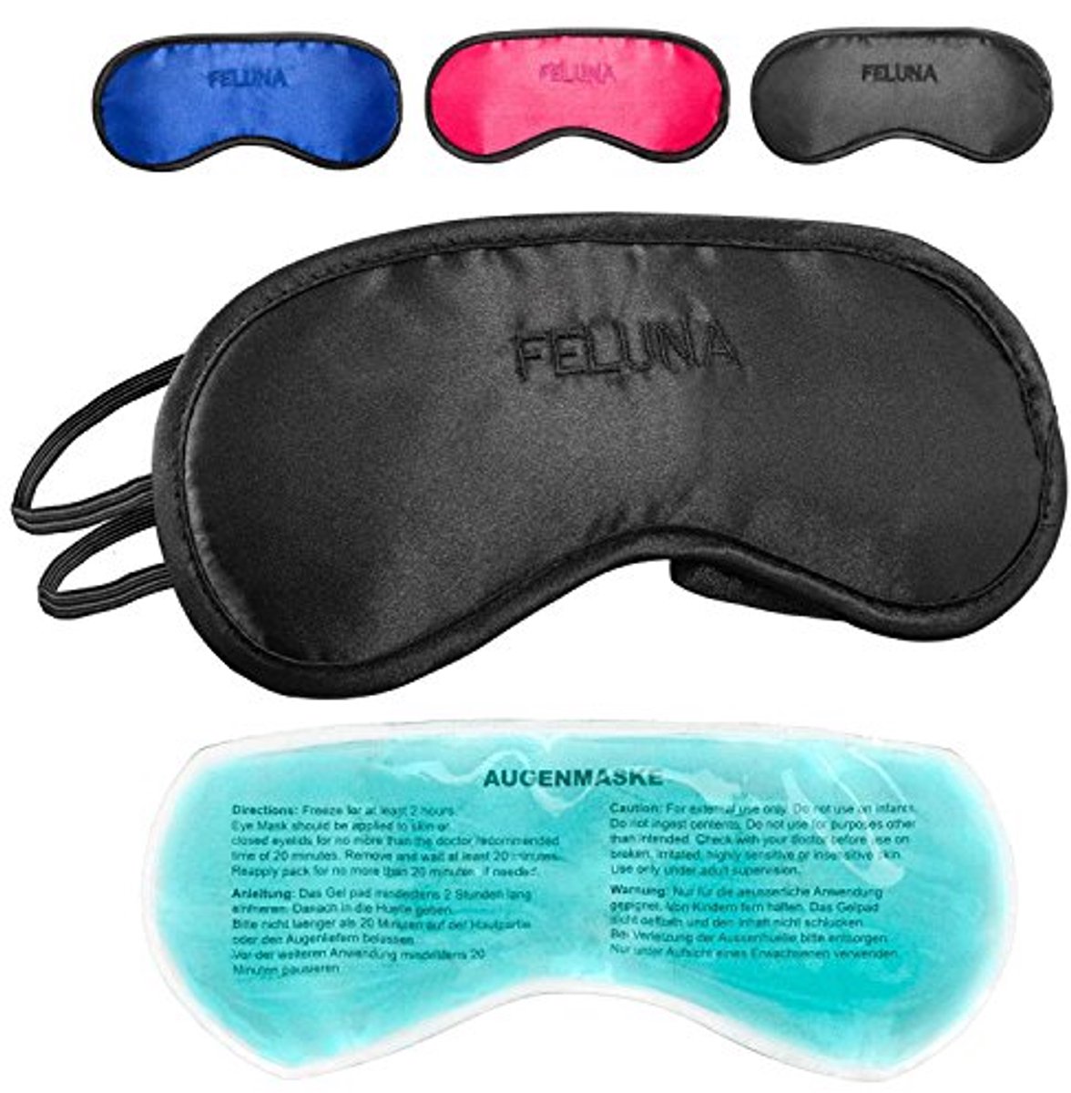 Zwart Slaapmasker met Koelkussen - Ergonomisch Oogmasker voor Betere Slaap en Verlichting van Hoofdpijn