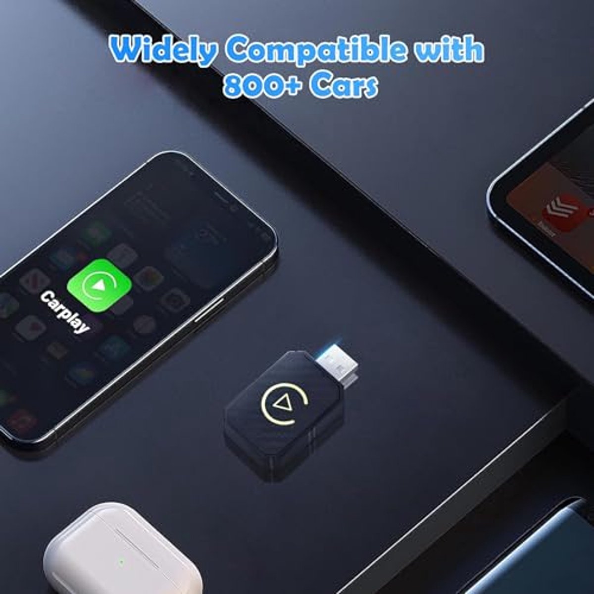 Draadloze Car-Play Adapter voor Smartphones – Compatibel met 2016+ Auto's, Snelle Auto-Connect, Dual-Core 5G Chip