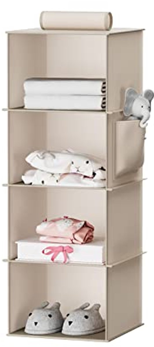 Stabiele Hangorganizer voor Kledingkast - Verstelbaar met Bamboe en MDF - Beige