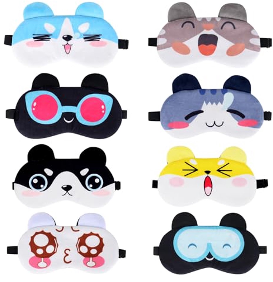 Schattige slaapmaskers voor kinderen - 8 stuks, ultrazacht en lichtblokkerend