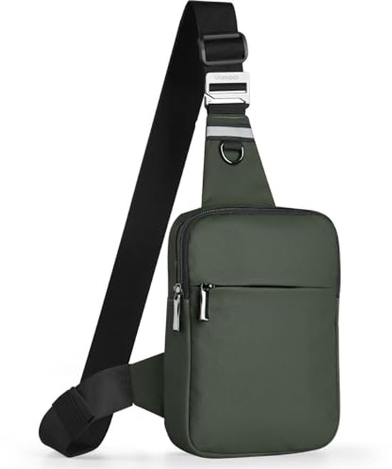 FANDARE Ultralichte borsttas, schoudertas voor heren, sling chestbag, waterdicht, dubbelzijdige schoudertas met opening voor hoofdtelefoon, outdoor, sport, wandelen, fietsen, reizen, schoudertas