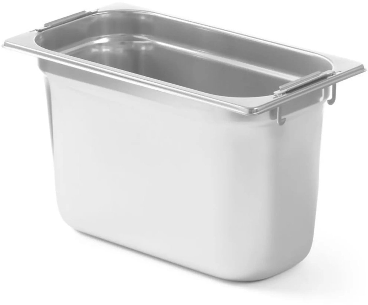 HENDI Gastronormbak GN 1/3 - RVS - intrekbare handgrepen - 32,5x17,6x10 cm - horeca - zilver
