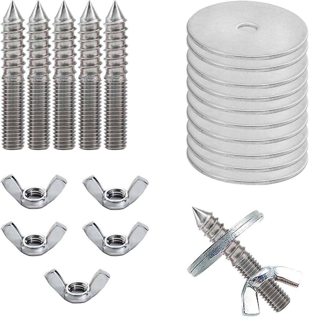 Set van 5 Branch Screws - RVS Cage Mounting Kit - Accessoires voor Kooi Bevestiging - Vogel Speelgoed - Zitstokken - Zittende Plaatsen