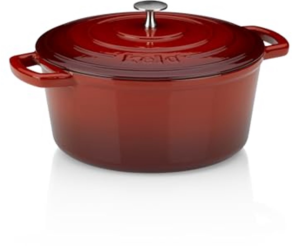 Gietijzeren Braadpan met Deksel - Geschikt voor Inductie, 5L, Rood