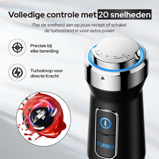 De Warenloods - 5-in-1 Staafmixer Set - Met Hakmolen, Garde en