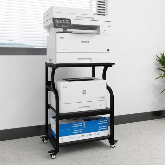 Meuble Imprimante Mobile Noir En Métal Avec Porte, étagère Réglable Et Roulettes, Pour Bureau Et Petits Espaces | Leroy Merlin