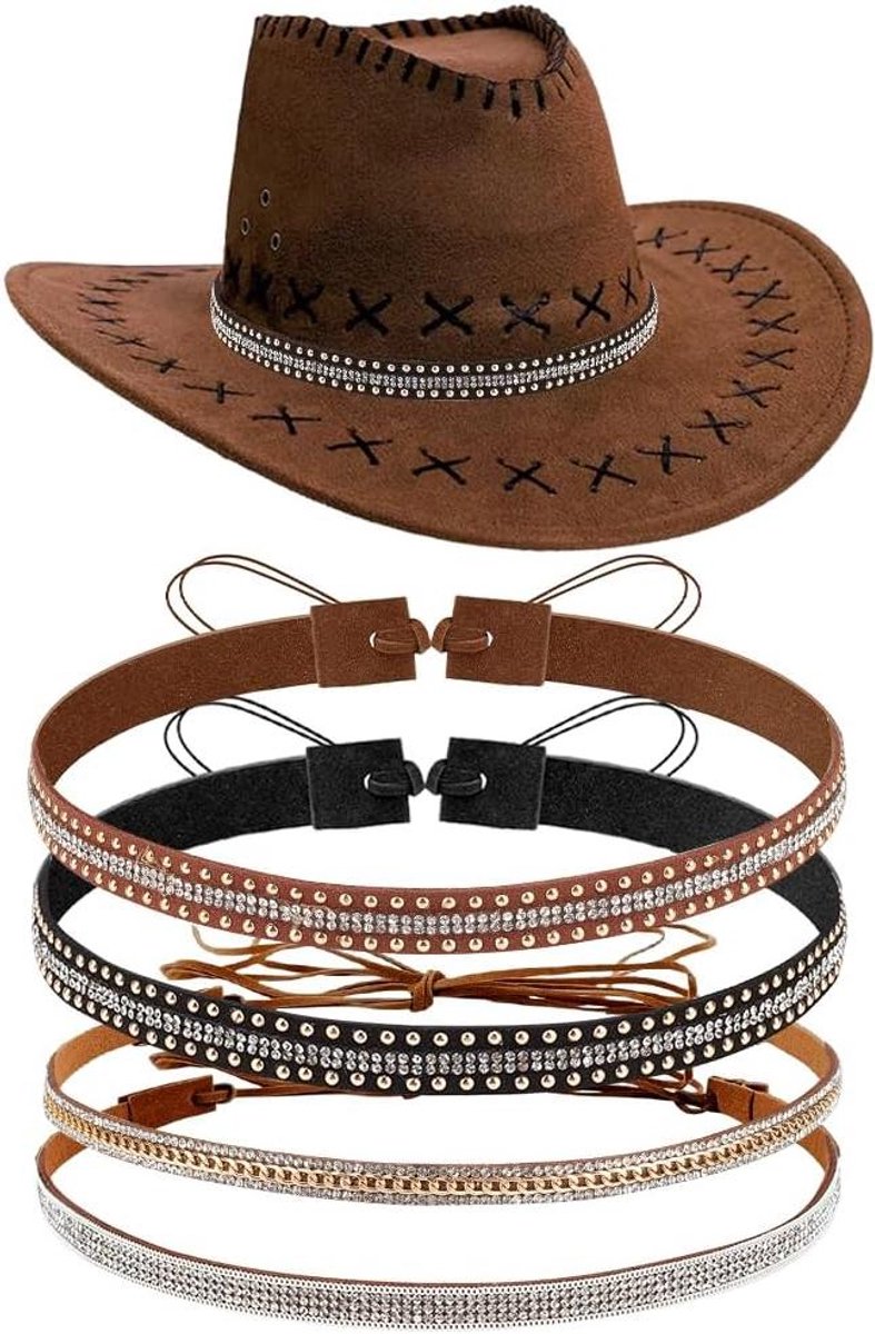 Allecto plus - Stijlvolle Strass Hoed met Bling voor Dames - Western Cowboy Hoed met Glamour Effect