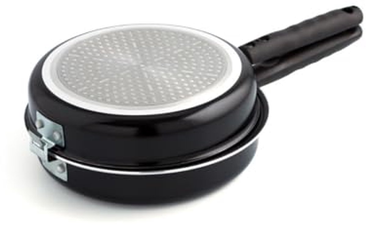 Dubbele Omeletpan met Antiaanbaklaag - 24 cm, Zwart Aluminium