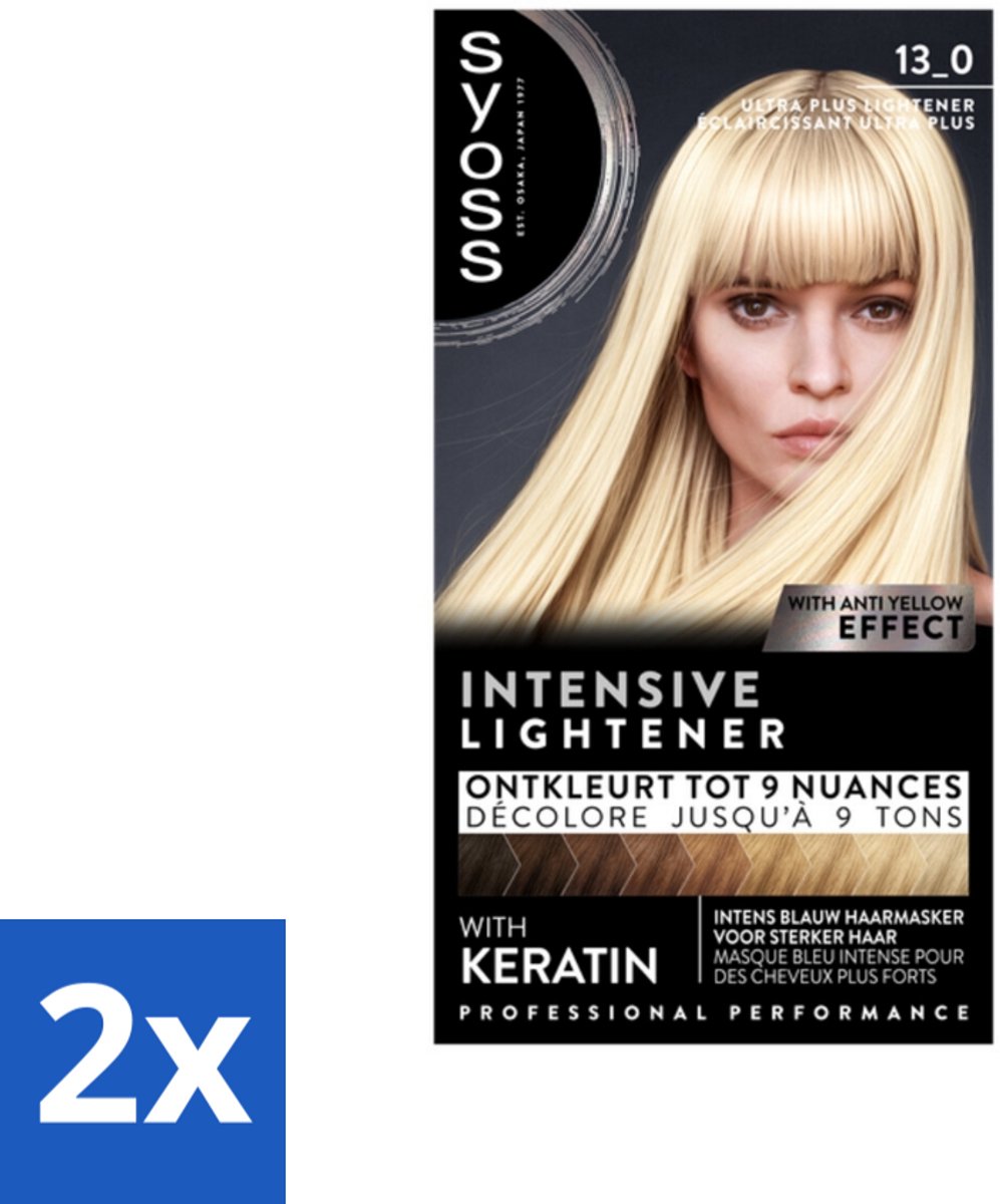 2 x SYOSS - Coloration 13-0 Ultra Plus Lightener - Haarverf - Grijsdekking - Vermindert Haarbreuk - Maximale Oplichting - Permanente Haarkleuring - Lichte Haarkleur - Grijsdekking - Keratine - Haarkleur 13-0