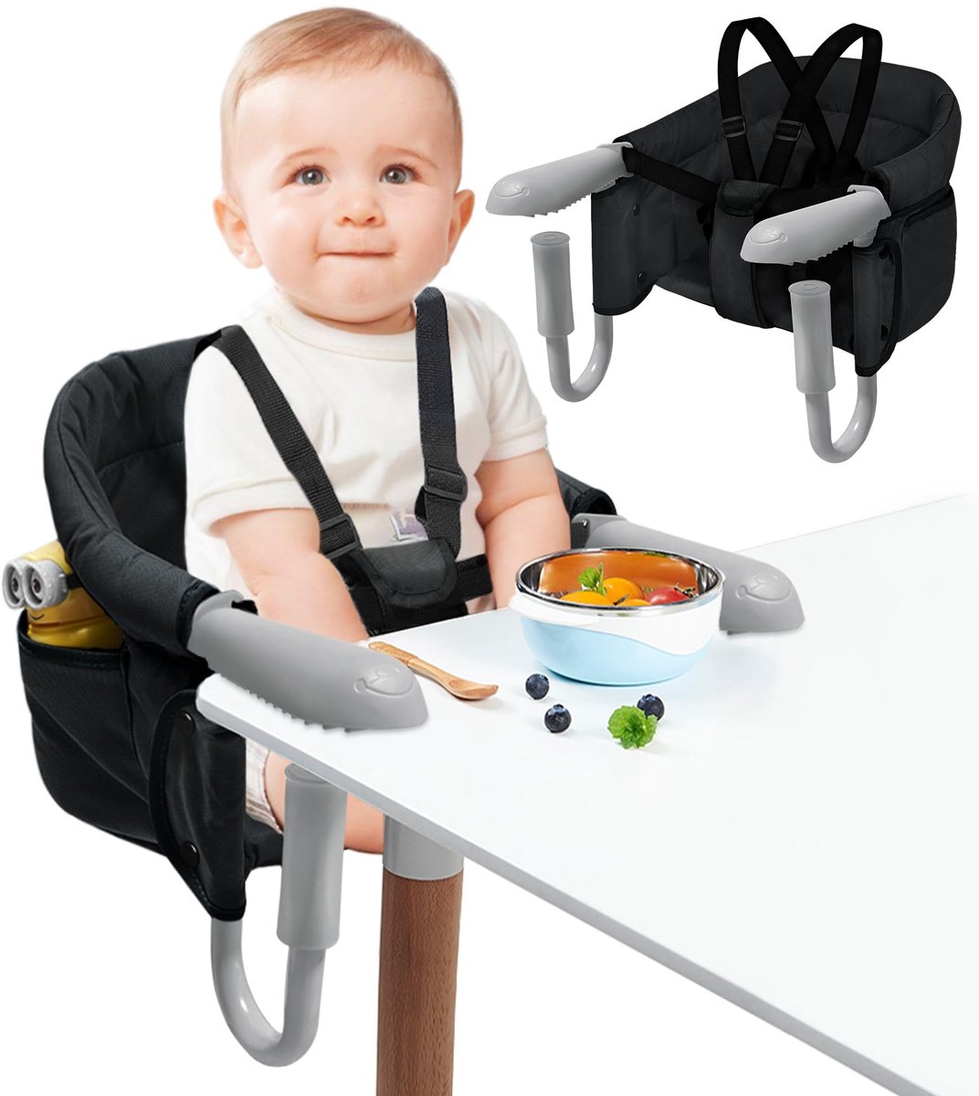 Dutchers® Premium Hangstoel Kind - Inklapbare Eetstoel Baby Voor Aan Tafel - Inklapbaar Kinderstoeltje voor Peuter - Opvouwbare Babystoel - Peuterstoel Kinderstoelen Meegroeistoel Kinder Stoeltje - Tafelhangstoel Zitstoel High Chair Eten