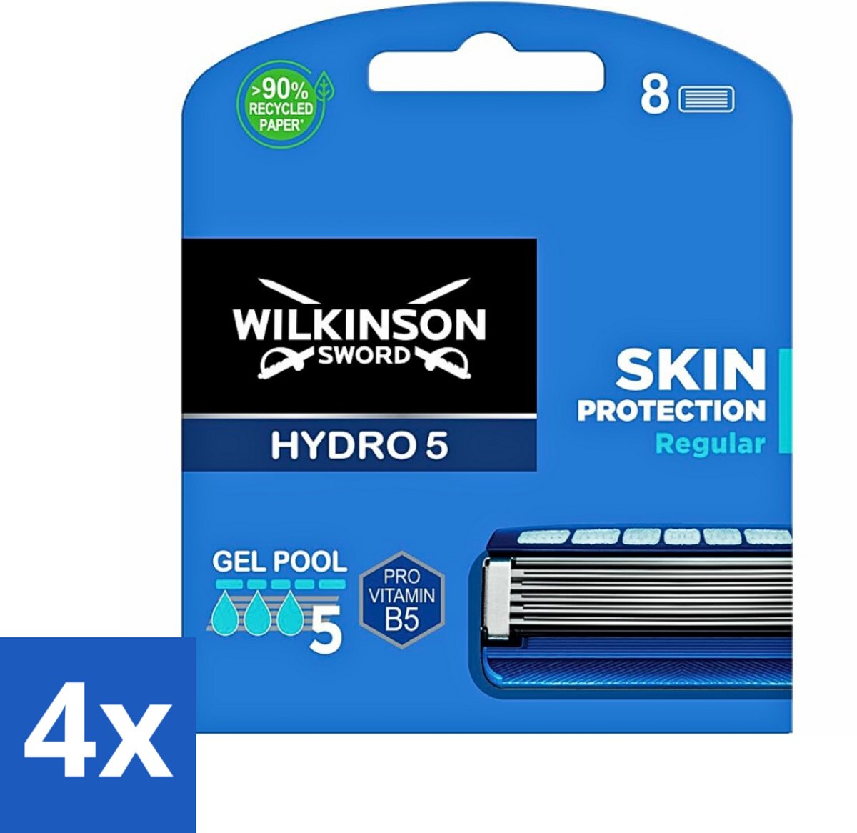 4 x Wilkinson Sword - Navulmesjes - Hydro 5 Skin Protection - Beschermend - 8 mesjes - Scheermesjes - Hydro 5 - Huidbescherming - Scheermes - Scheerapparaat