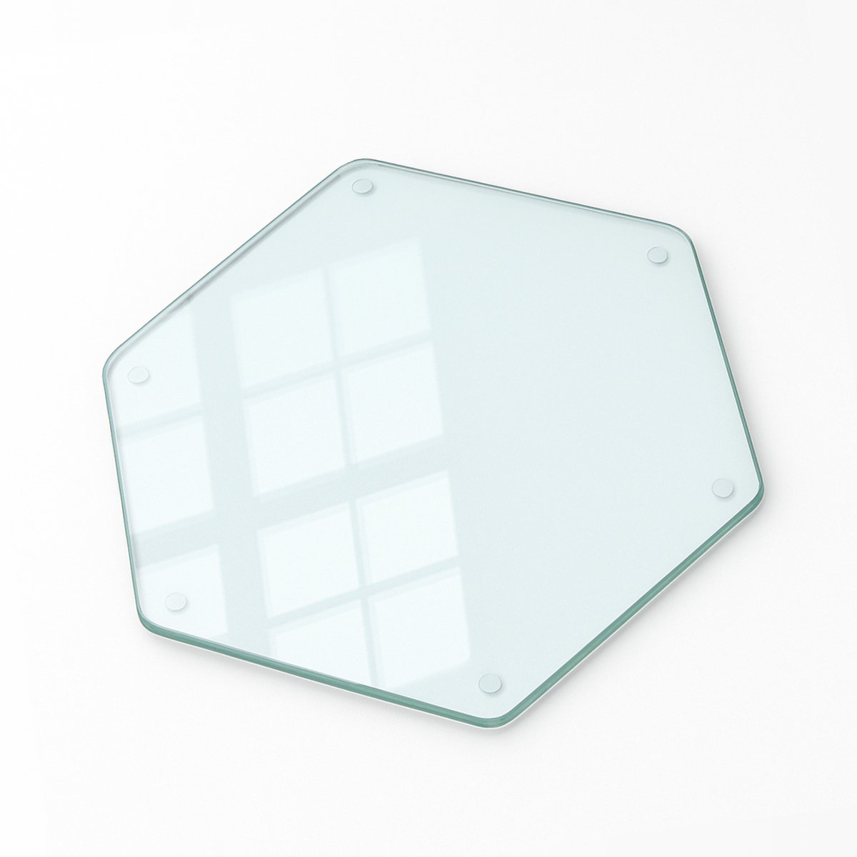 Wallfluent Glazen Snijplank - 40 cm - Transparant Serveerplank van glas - Zeshoekig - Anti-Slip Snijplanken - Keukenbenodigdheden - Dienblad - Minimalistische Keukenaccessoires