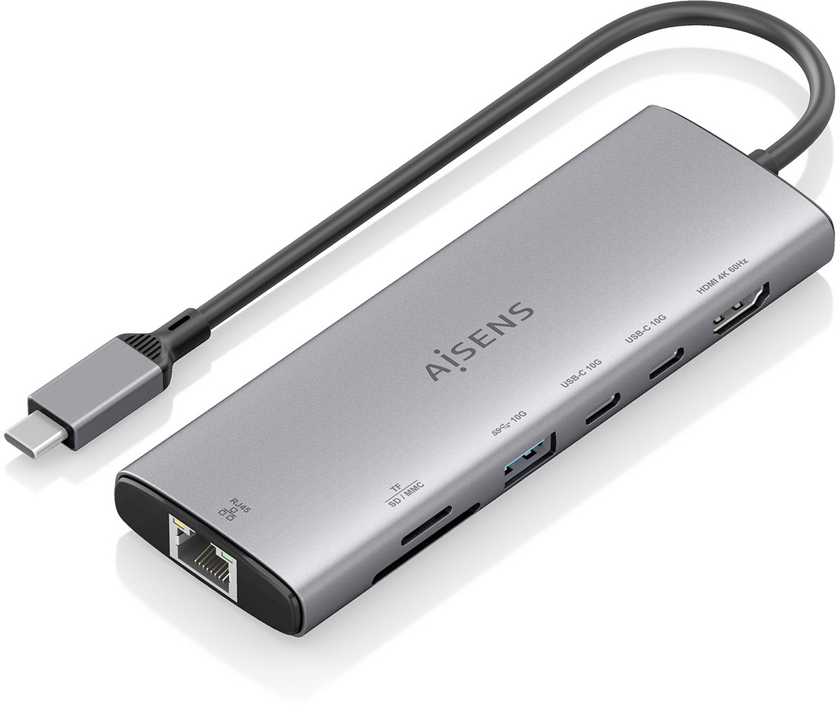 AISENS ASUC-7P032-GR laptop dock & poortreplicator Bedraad USB 3.2 Gen 1 (3.1 Gen 1) Type-C Grijs