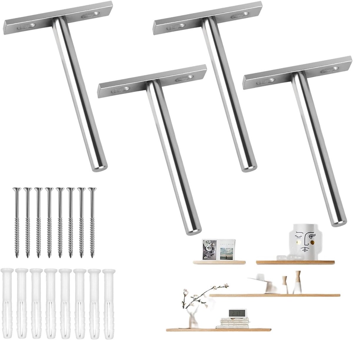 EXCITAT Beugel - Plankbeugel - Wandmontage - Metalen beugel - met schroeven - voor slaapkamer, woonkamer, keuken