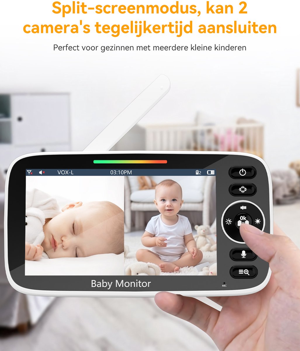 Sytifro Babyfoon 2 Camera - Privé FHSS, VOX-modus, geen WiFi thumbnail 2