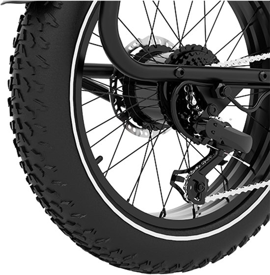 KOOLUX - X7 Elektrische Fiets - Fatbike - 20 x 4.0 Inch Dikke Banden - 48V 25Ah Lithium Accu - 250W Motor - Maximaal 25/u - Maximaal bereik 100km - Hydraulische remmen - 7-speed versnelling - LCD Scherm - Zwart - Rijklaar van KOOLUX — afbeelding 3
