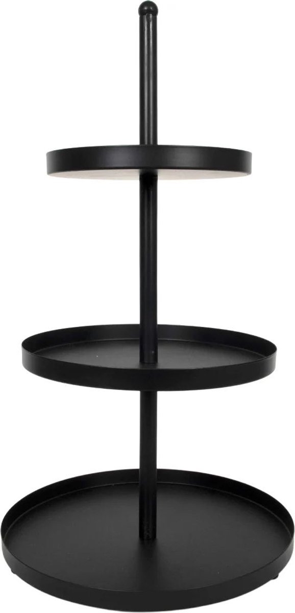 Cookinglife Etagère Metaal Zwart – Ø 20, 25 & 30 cm – 3-Laags – 55 cm Hoog – Strak Zwart Design – Robuust Metalen Frame – Geschikt voor Moderne Tafelstyling – Voor Borrelhapjes, Gebak of Decoratief Serveren