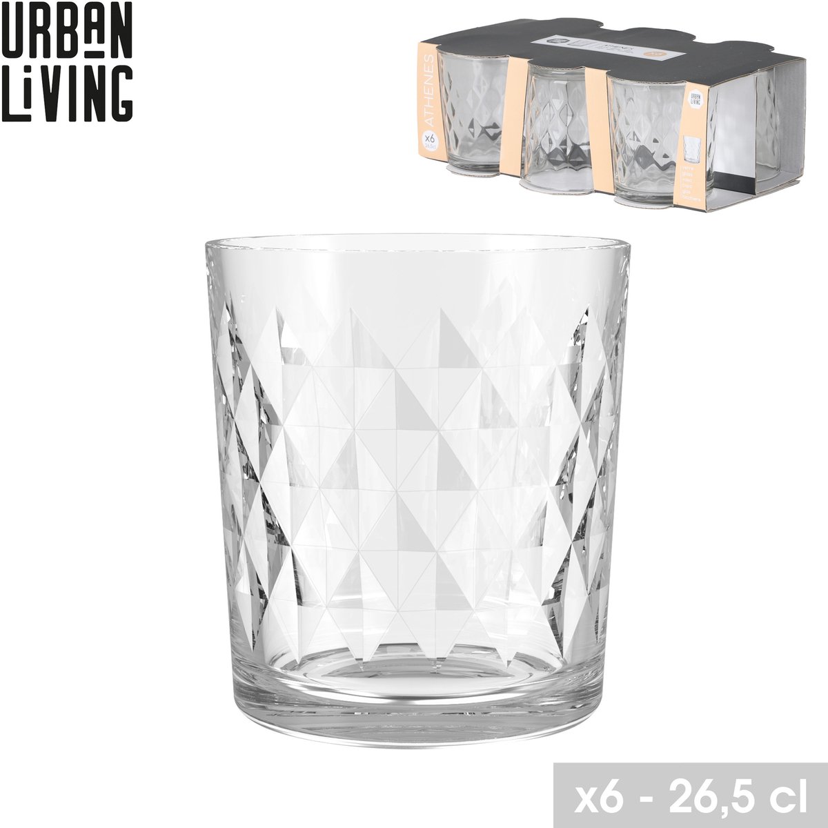 Urban Living Waterglazen/drinkglazen Athene tumbler - 12x - transparant - 260 ml