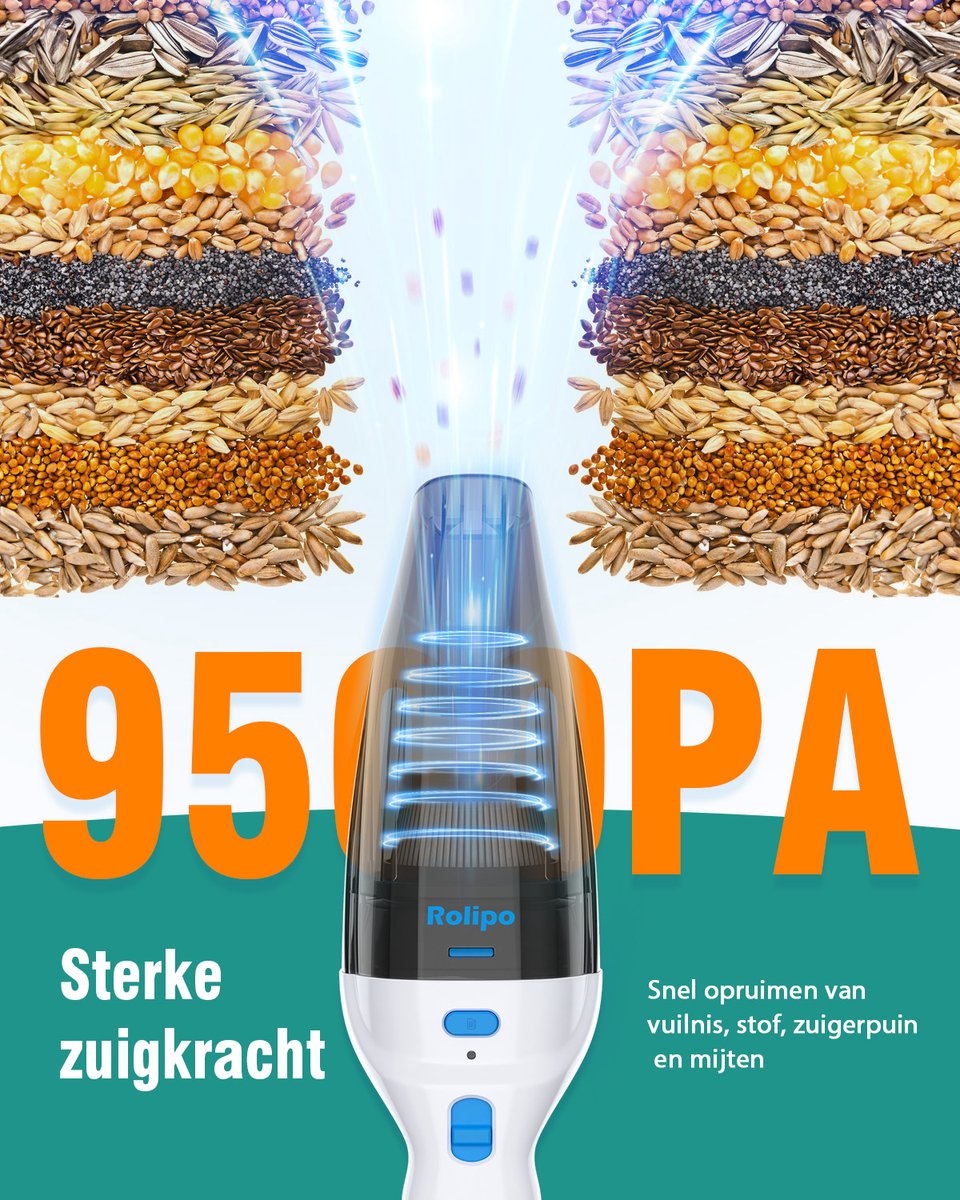 Milunho Milunho Kruimeldief 9500Pa Snoerloos - afbeelding 4