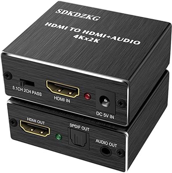 Ozvavzk HDMI Audio Extractor 4K HDMI naar HDMI Optisch SPDIF Toslink uitgang 3,5 mm audio