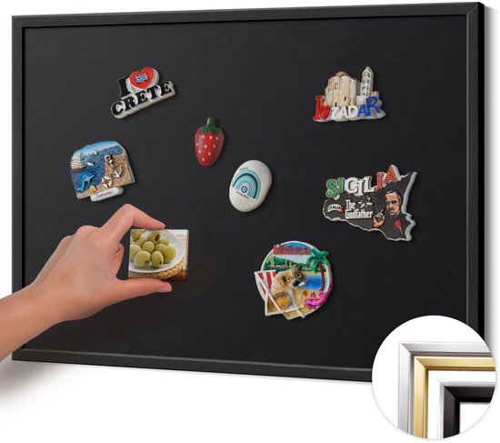 Qiytecno Zwart magneetbord voor magneten: 30 x 50 cm ruimtebesparende souvenirplaat van gelamineerd staal 1 mm voor ingang en smalle wanden voor reizigers en gezinnen