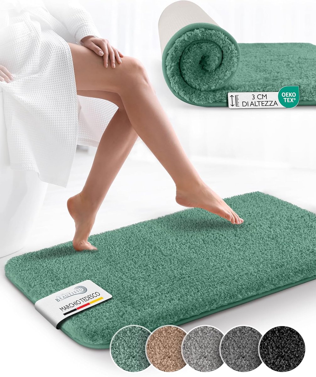 Antislip Badmat 120x70 cm - Hoogpolig Tapijt Geschikt voor Vloerverwarming en Douche