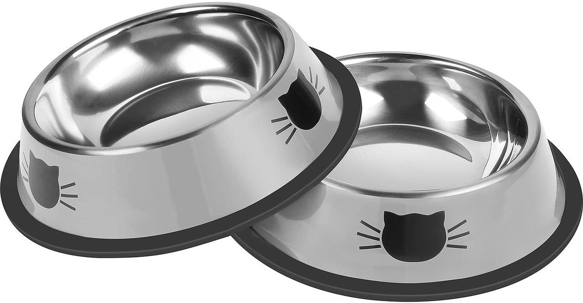 Ibenzoa® Set van twee en veilige voerbakken voor katten en kleine honden