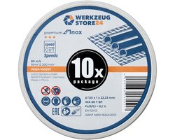 WS24 10x Speciale slijpschijf 125 x 1 x 22 FastCut Inox in metalen doos - WS24-100097