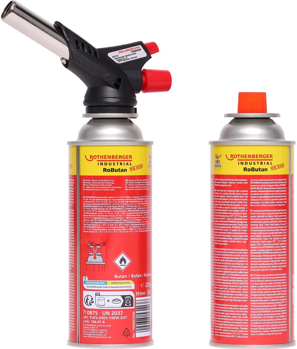 ROTHENBERGER Industriële gasbrander RS 220 set inclusief 2x RoBut...