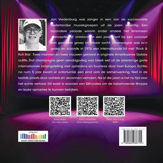 Boekomslag met foto van Jan Vredenburg, tekst en QR-codes. Op de foto een man met bril en pet.