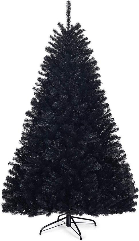 COSTWAY Kunstkerstboom met sneeuw, dennenboom met klapsysteem en metalen standaard, 150/180 cm, sneeuwbedekte kerstboom PVC naalden, kunstboom Kerstmis wit (150 cm