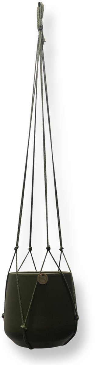 Plantenhanger Zonder Kwast - Kies Kleur en Lengte - Olijfgroen - 70 cm lang - Katoenkoord - Geschikt voor Pot met Diameter t/m 20 cm - Handgemaakt in ons Macramé Atelier - Prijs per Stuk - Let op: Exclusief Pot - Inclusief Verzendkosten