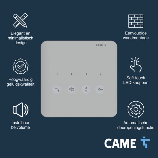 CAME - Intercomsysteem voor ééngezinswoningen - 3 Delig: Audio intercom PLX in Huis, LHS A/01 Buitenpost & Spanningsomvormer - Deurbel & Parlofoon - Wit — afbeelding 4